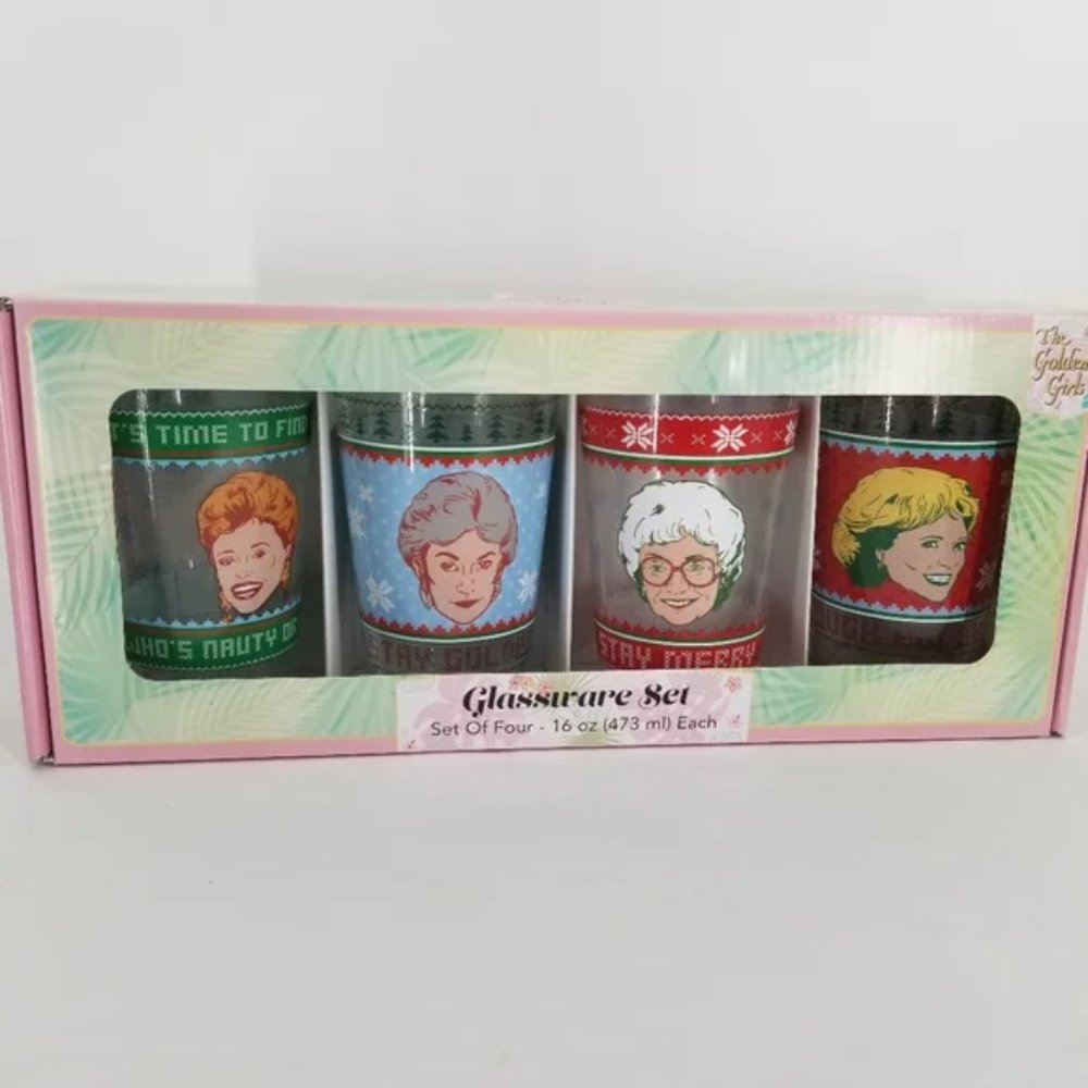 NIB ~ The Golden Girls Christmas Set of 4 Glasses 16 Oz